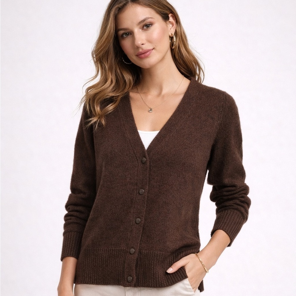 The Limited Brown Wool Blend Cardigan Sweater L Y2K Vintage Button Front Prep